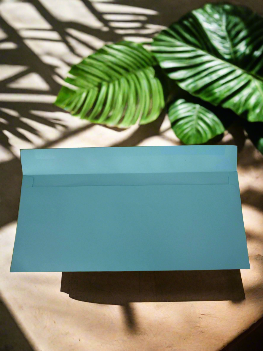 A bundle of 10 blue envelopes.