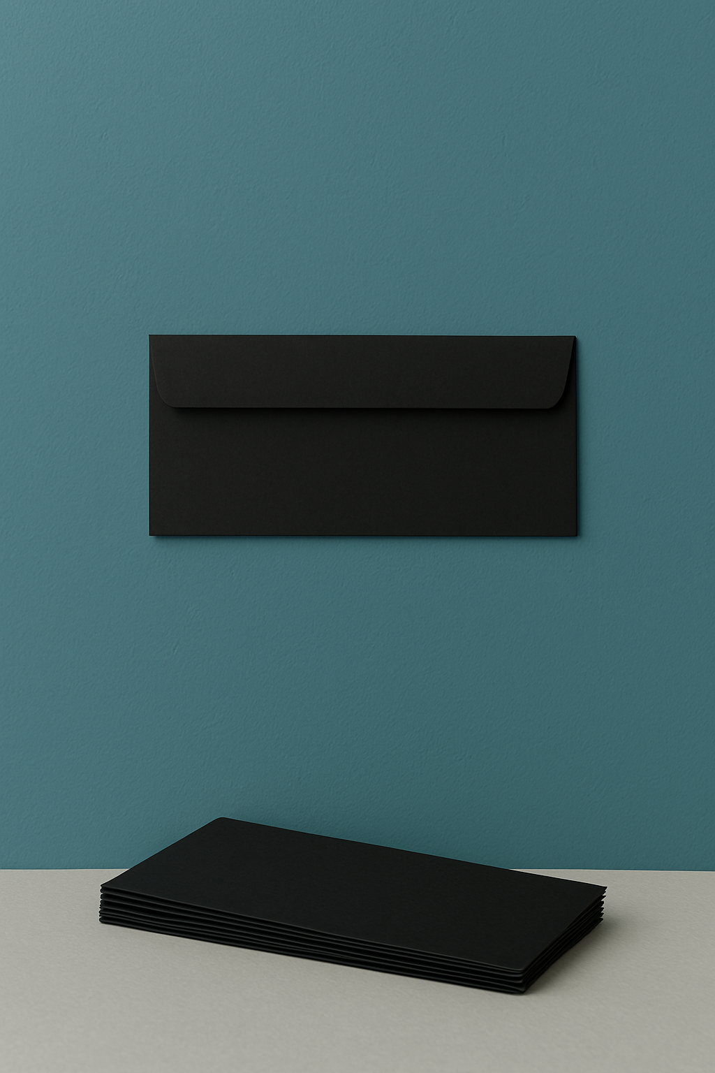 A bundle of 10 black envelopes.