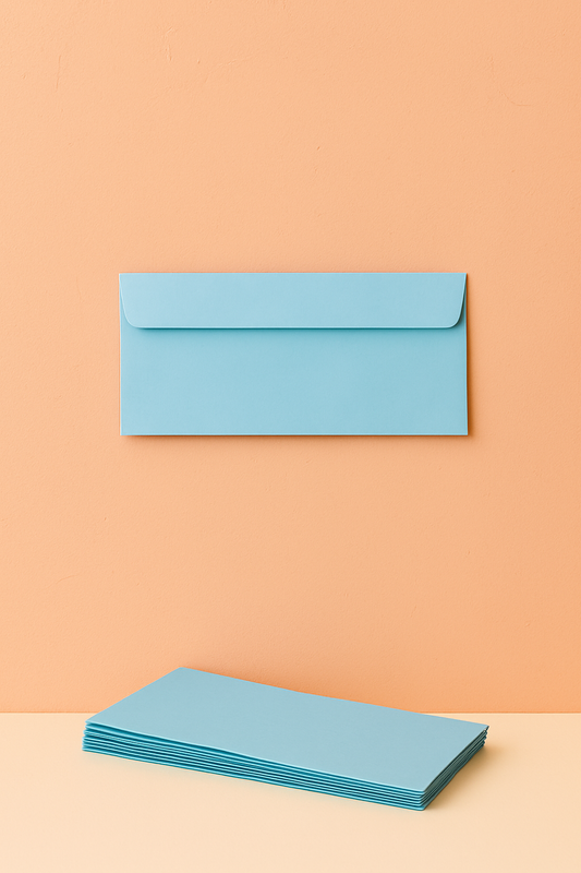 A bundle of 10 blue envelopes.